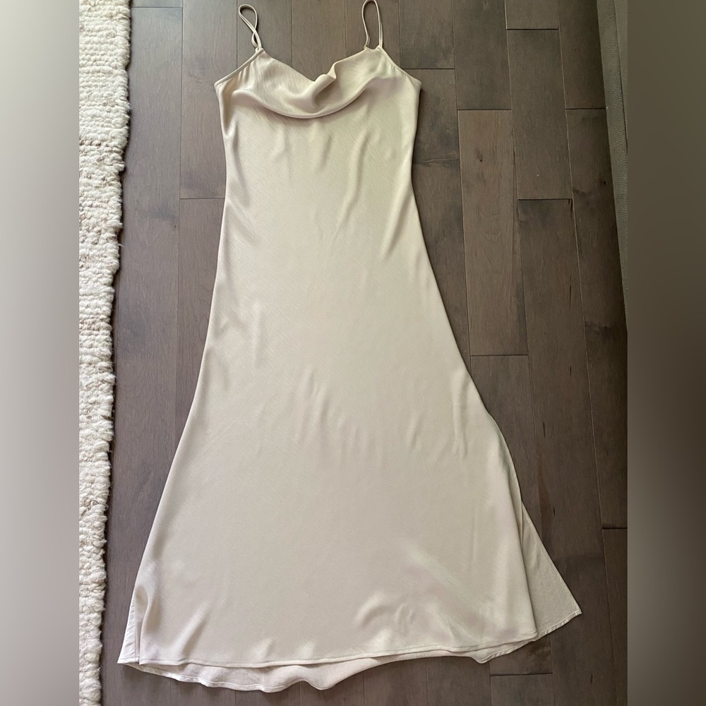 NWT LOFT  Satin Cowl Neck Midi Slip Dress Size 2